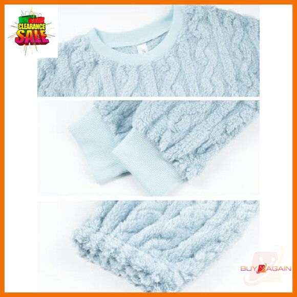 Soft Fleece Pajama Set Women's Warm Plush Sleepwear Loungewear - Picture 6 of 8